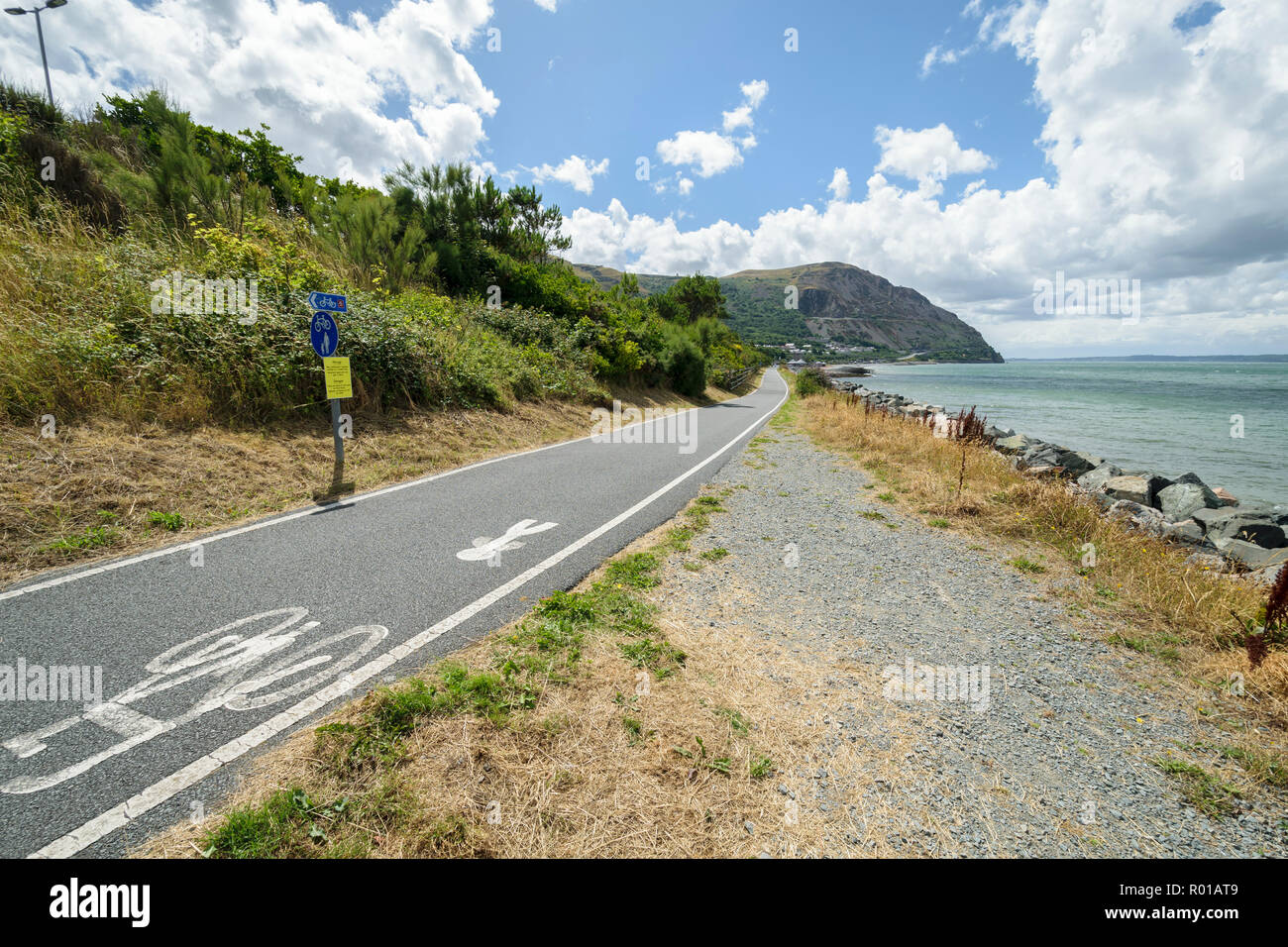 Penmaenmawr sendero costero en la costa norte de Gales, Reino Unido Foto de stock