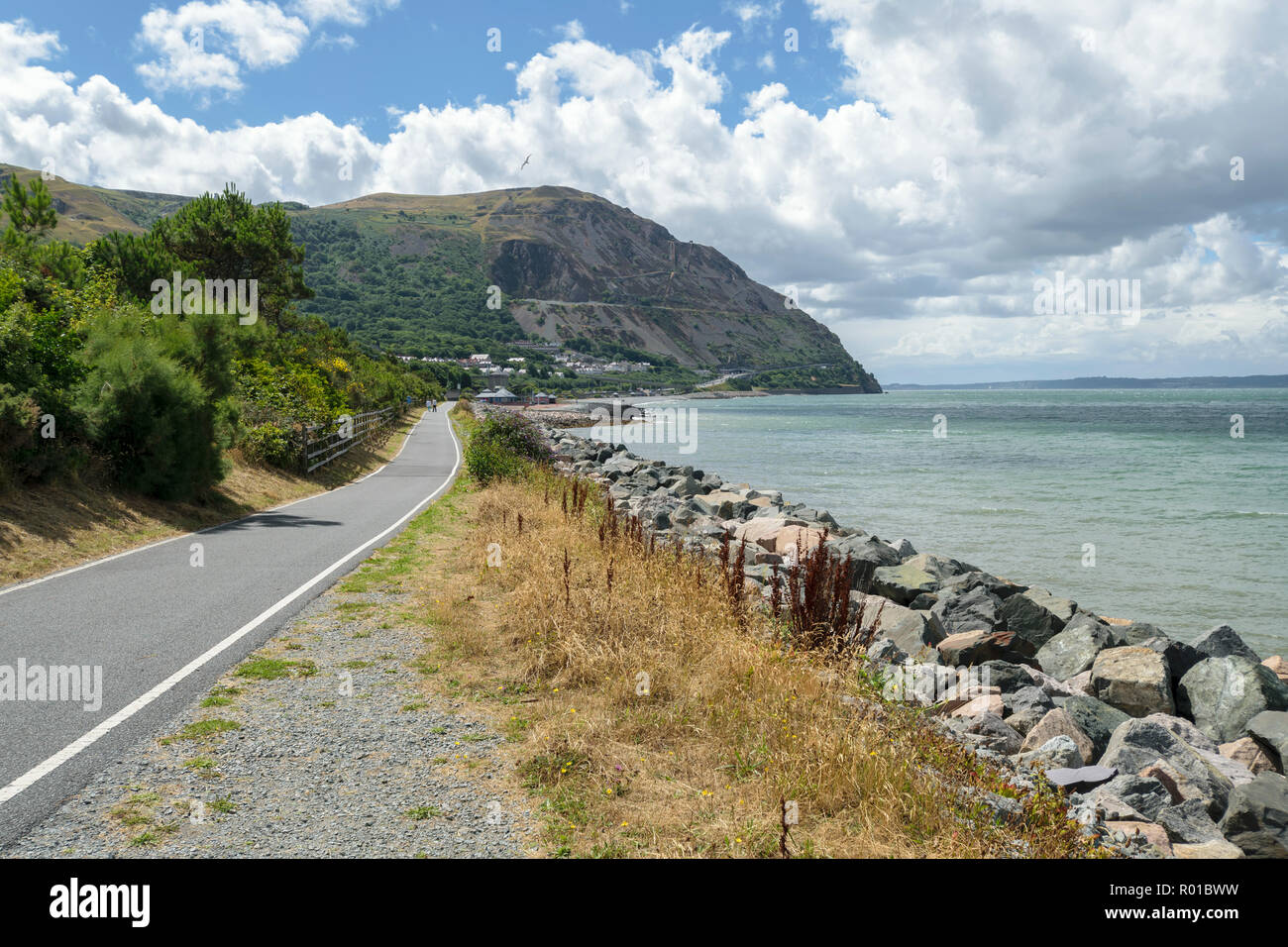 Penmaenmawr sendero costero en la costa norte de Gales, Reino Unido Foto de stock