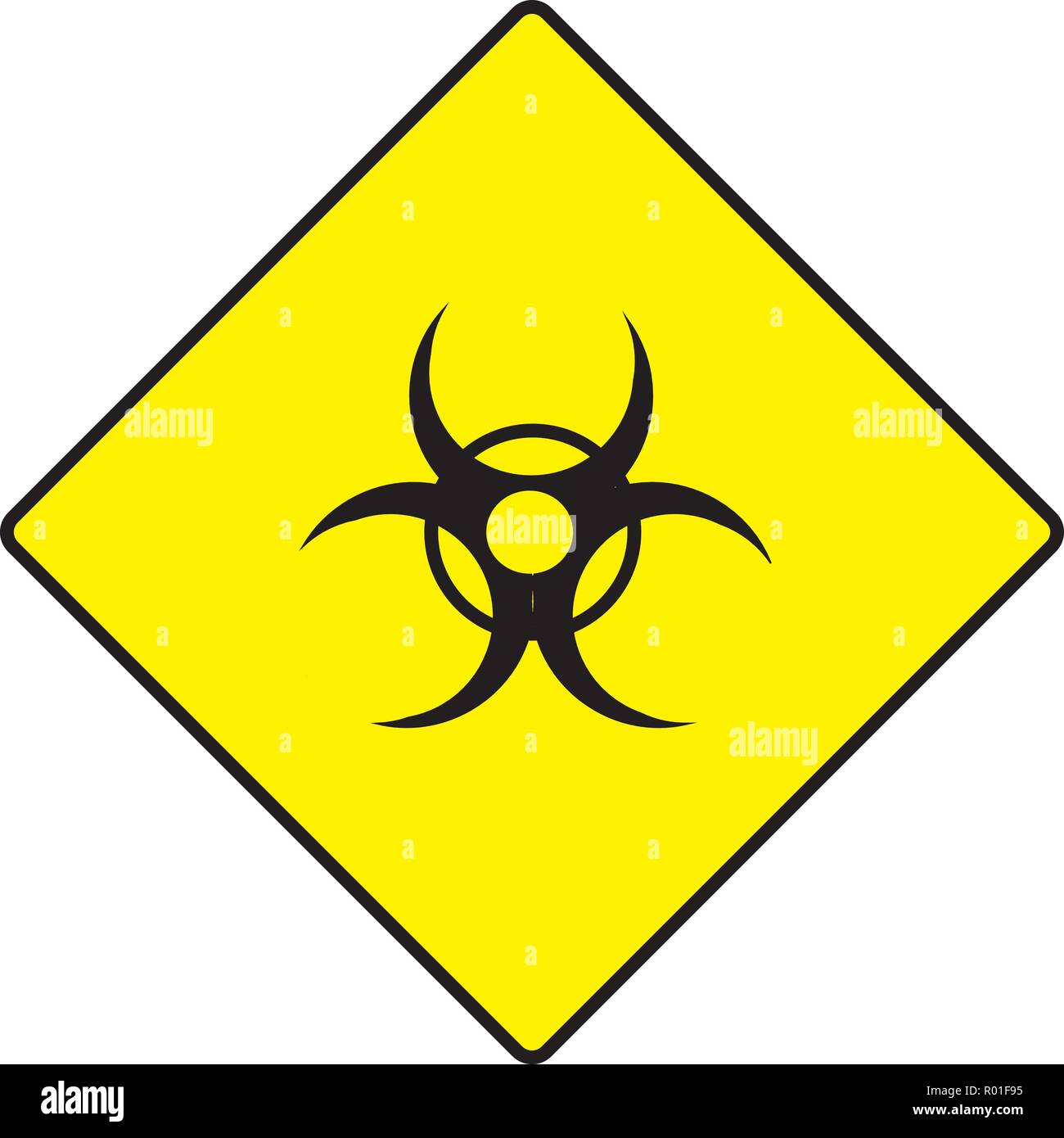 Símbolo amarillo de Biohazard con posible texto Ilustración del Vector