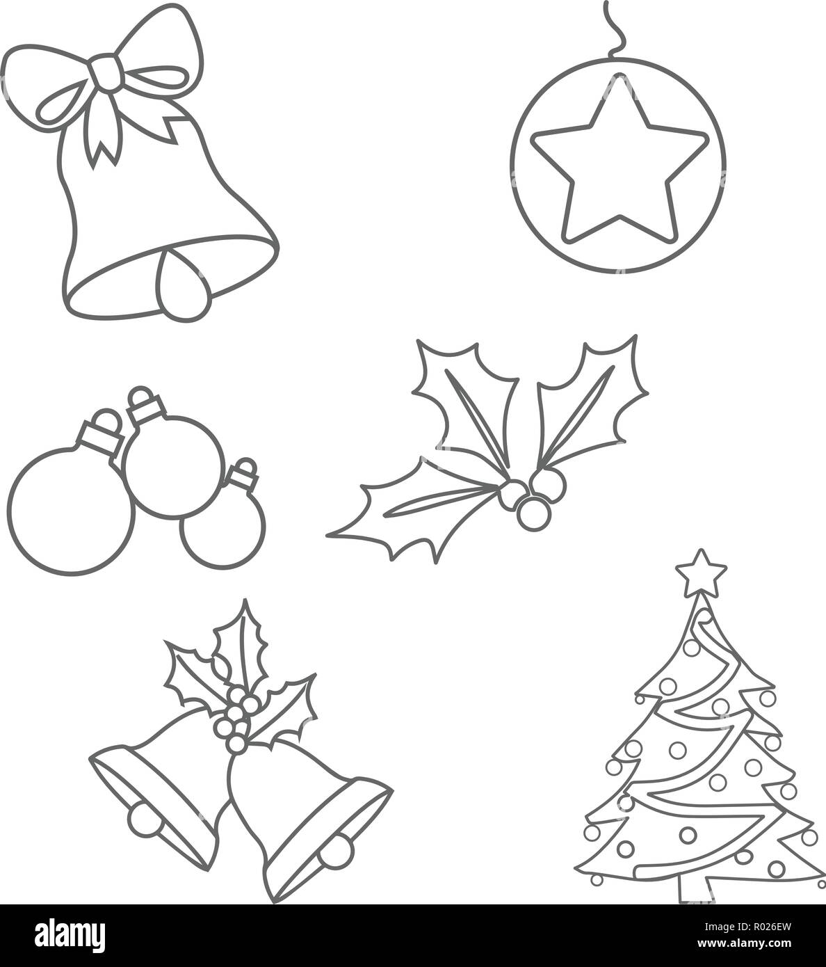 Adornos Navidad para colorear sobre fondo blanco Imagen Vector stock - Alamy