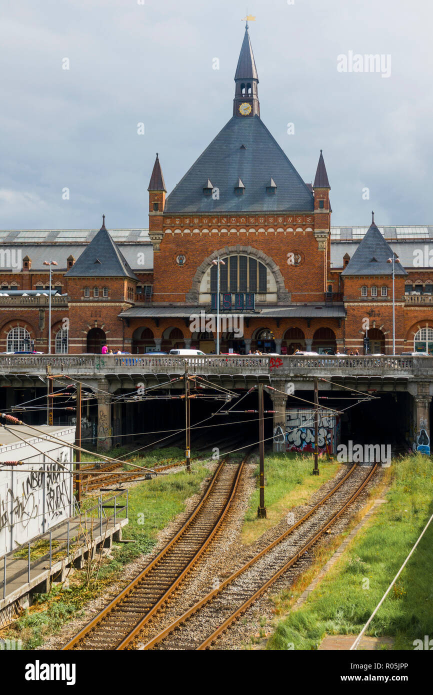 Estación central de trenes de la ciudad de Copenhague, capital de Dinamarca Foto de stock