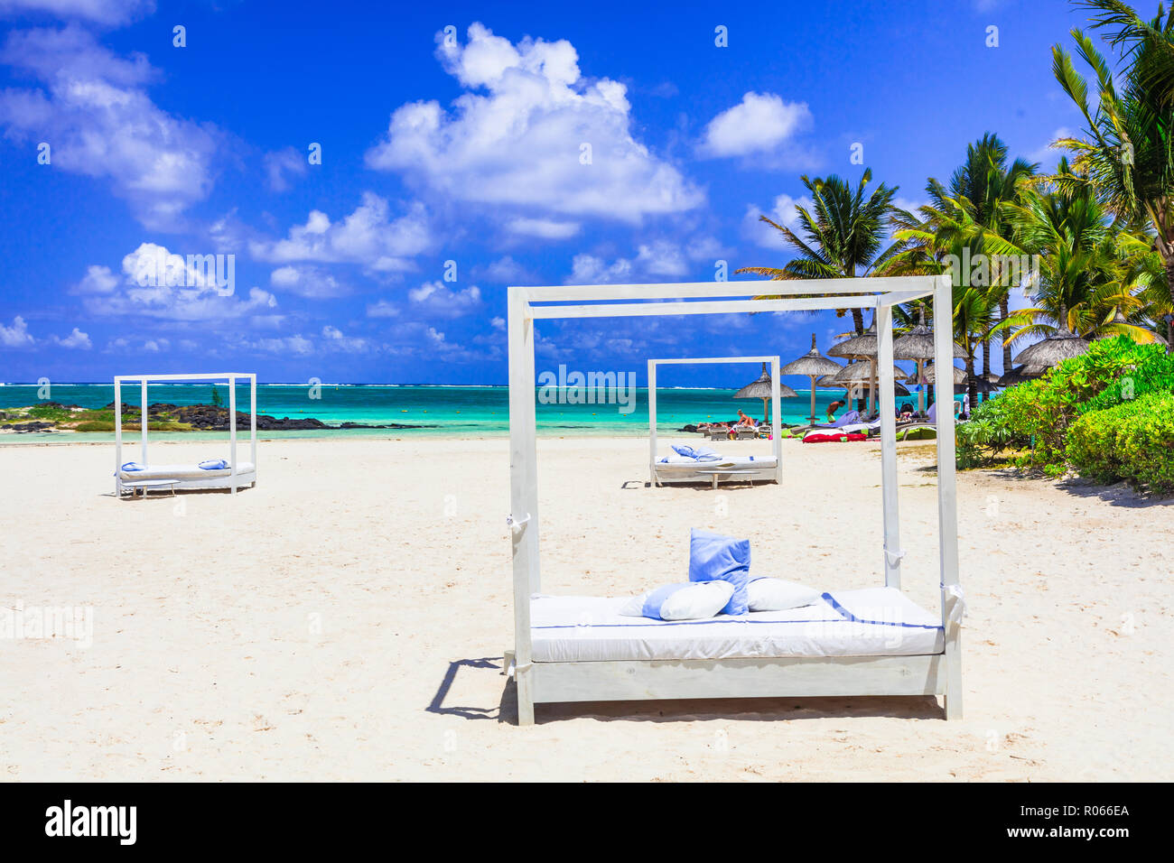 Vacaciones tropicales en la isla Mauricio. Foto de stock