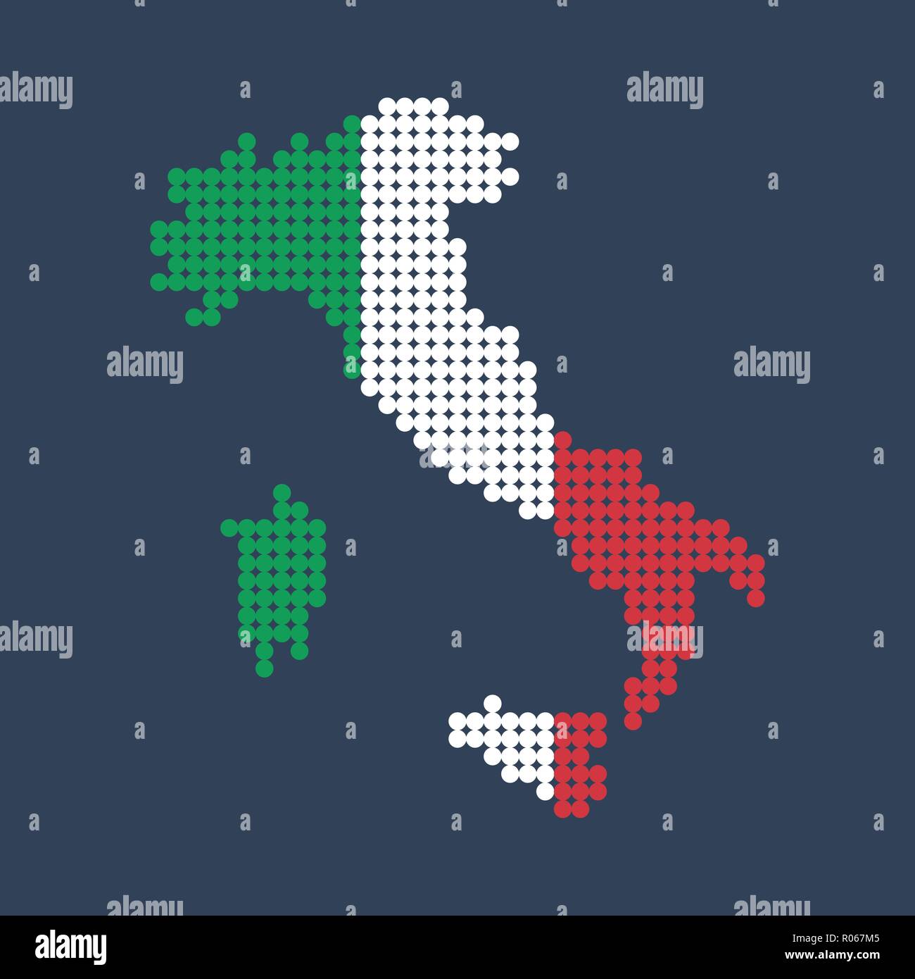 Style Mapa de Italia en colores de país Ilustración del Vector