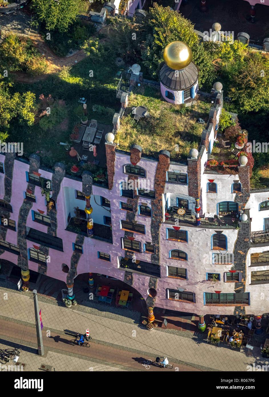 Vista aérea de la Ciudadela, Verde, la casa Hundertwasser, el Arthotel Magdeburg, Magdeburg-Altstadt, Magdeburgo, Sajonia-Anhalt, Alemania, DEU, Europa, vista aérea Foto de stock