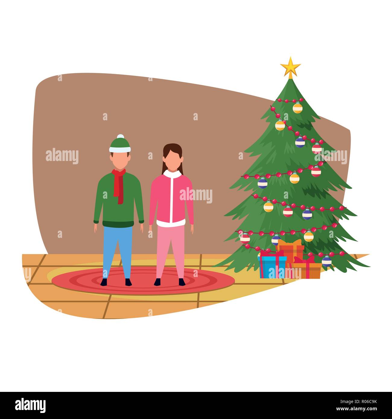 Feliz Navidad En Familia Avatar Caricaturas Ilustracion Vectorial Diseno Grafico Imagen Vector De Stock Alamy