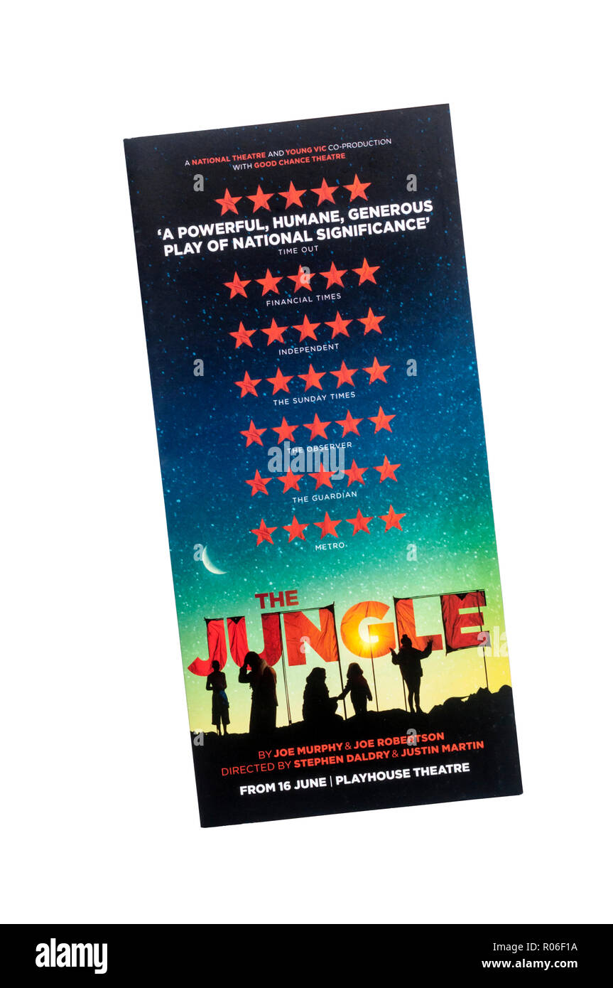 Folleto promocional para el 2018 la producción de la jungla por Joe Murphy & Joe Robertson, en el Teatro Playhouse. Foto de stock