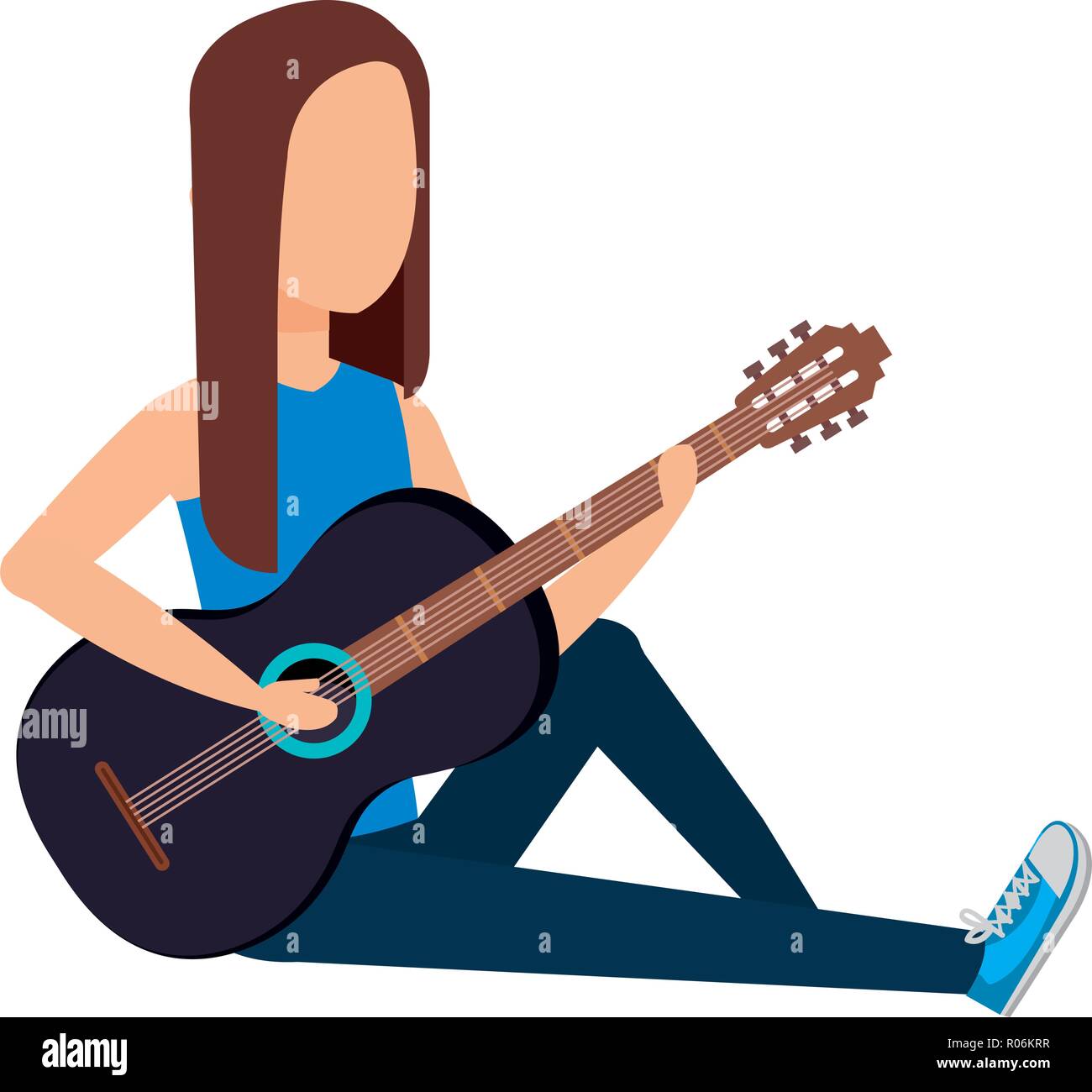 Mujer tocando la guitarra acústica, diseño de ilustraciones vectoriales  Imagen Vector de stock - Alamy