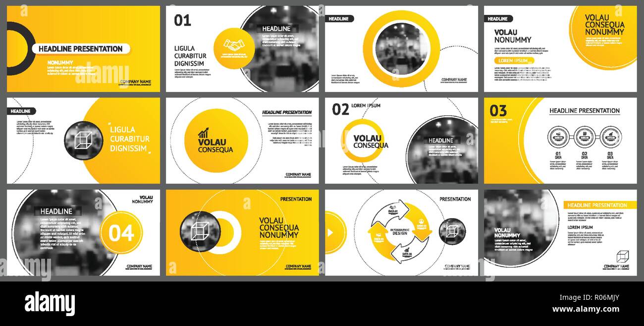 Presentacion Y Diseno De La Diapositiva De Fondo Diseno Circulo De Degradado De Color Amarillo Y Naranja Plantilla Utilizar Para El Informe Anual De Negocios Prospectos Marketing Folleto Imagen Vector De Stock