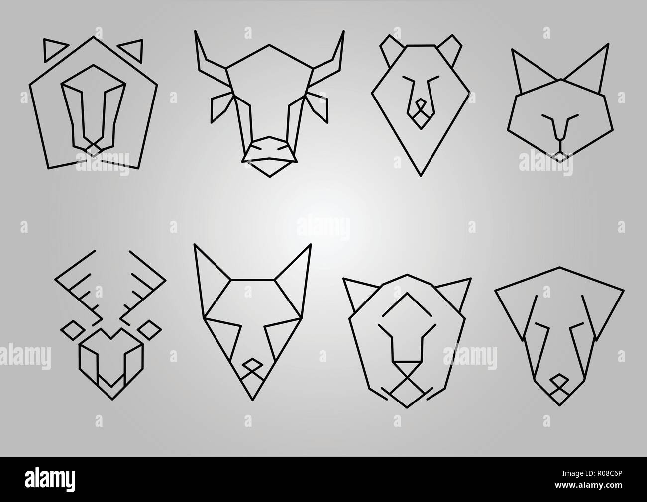 Gracioso animales hechos de líneas de geometría Imagen Vector de stock -  Alamy