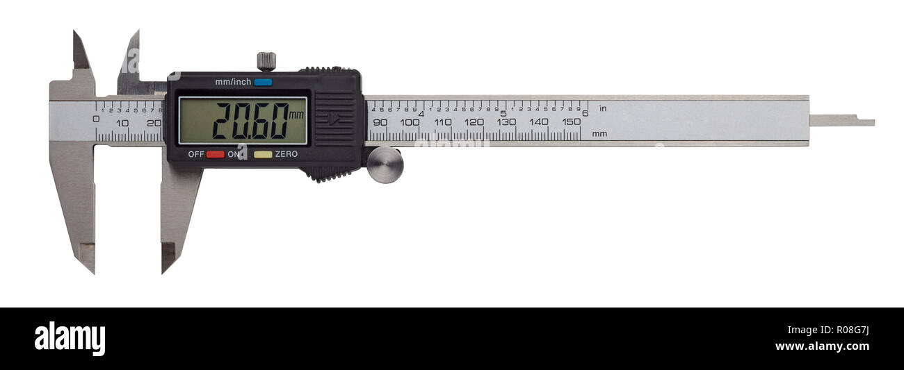 La escala Vernier para la medición precisa de objetos Foto de stock