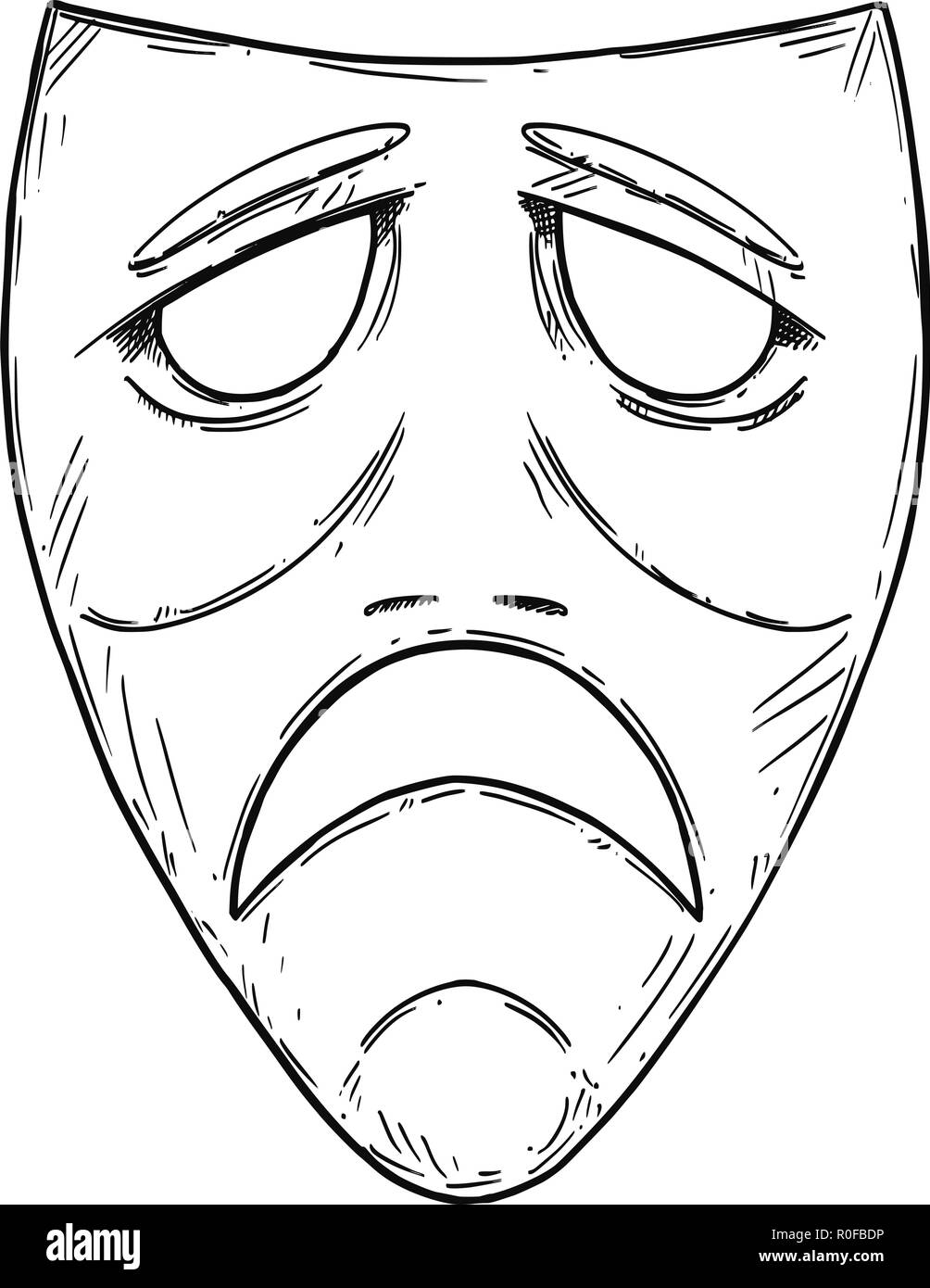 Dibujo Artístico, ilustración vectorial de máscara de comedia triste Imagen  Vector de stock - Alamy