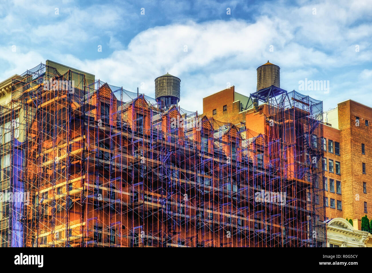 La Ciudad de Nueva York, EE.UU., mayo de 2018, el sitio de construcción en el distrito de Flatiron, Manhattan Foto de stock