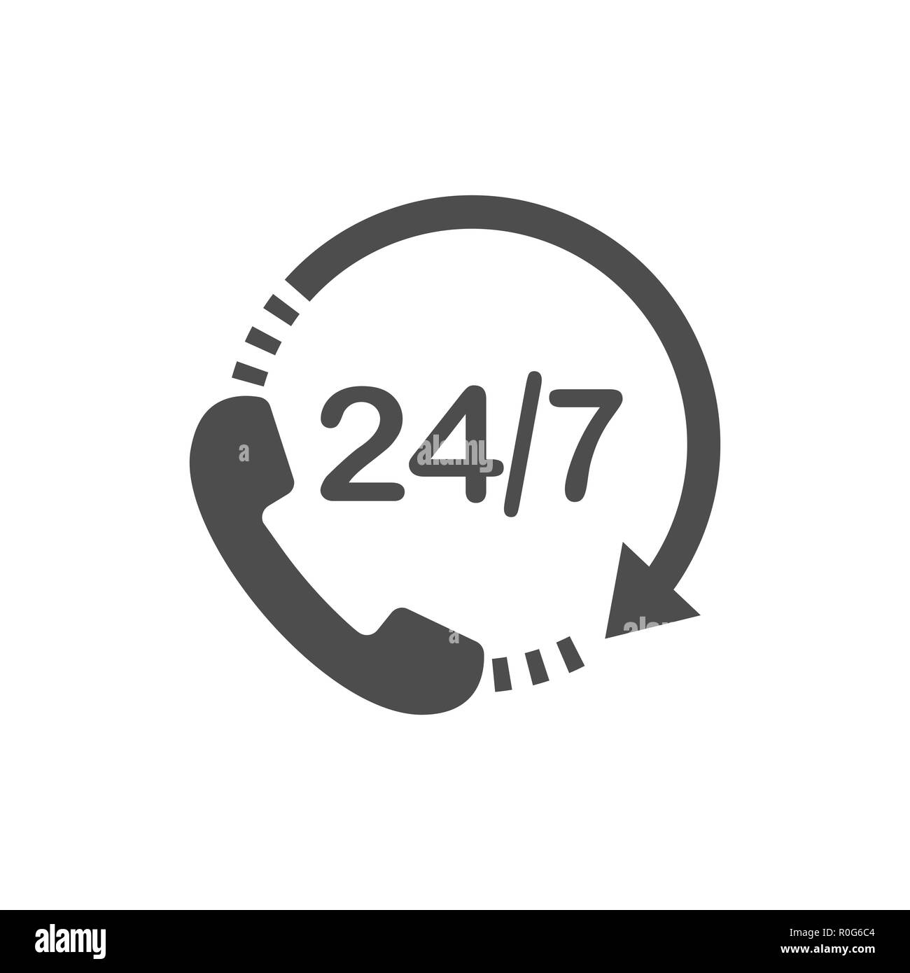 Icono de llamada 24. Call Center. Ilustración vectorial, diseño plano