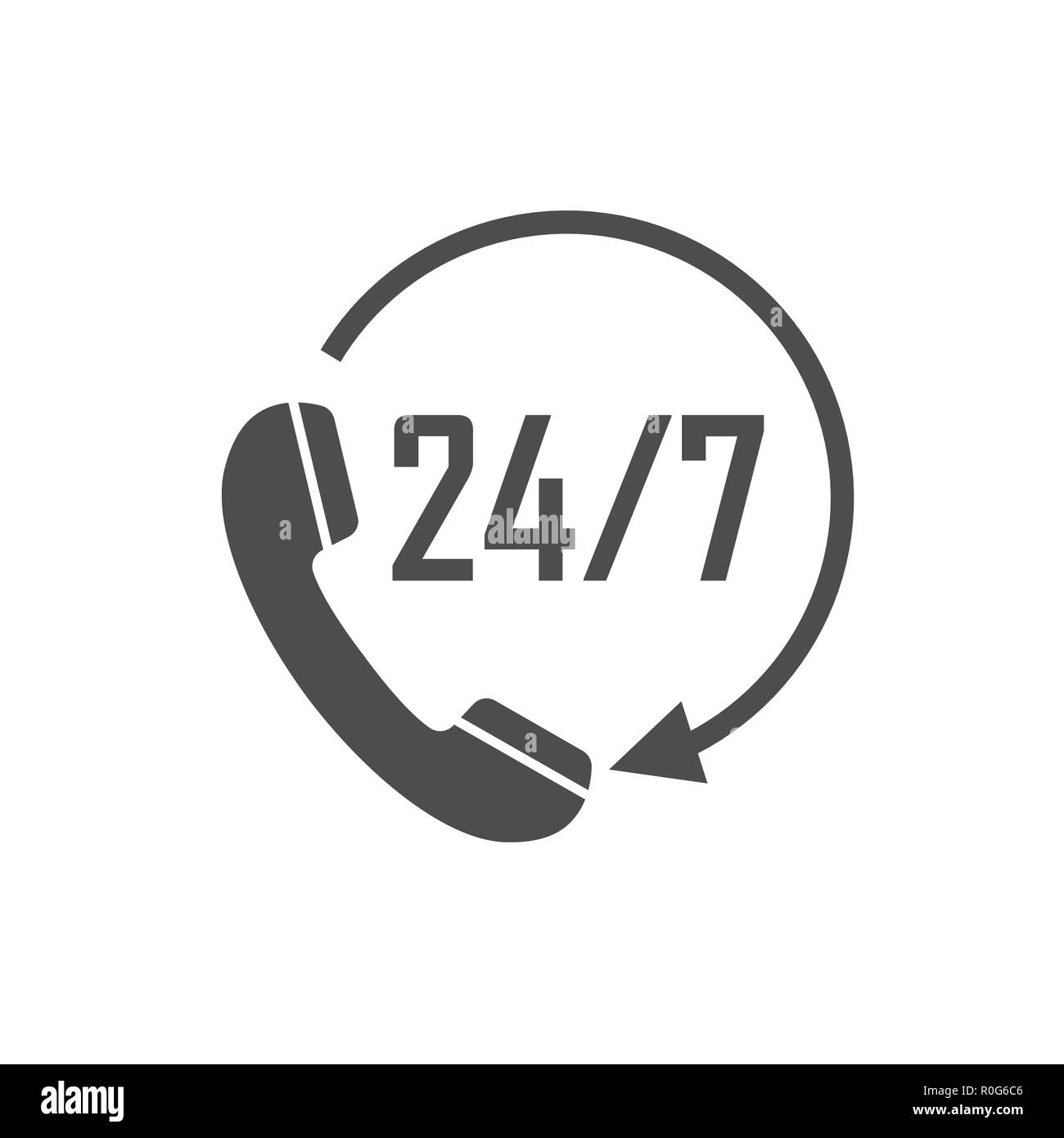 Icono de llamada 24. Call Center. Ilustración vectorial, diseño plano