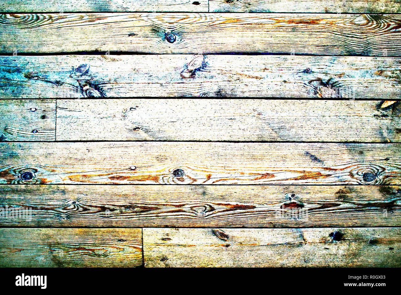 La Moda multicolor de alto contraste de fondo o textura de madera, tonificación de imagen HDR Foto de stock