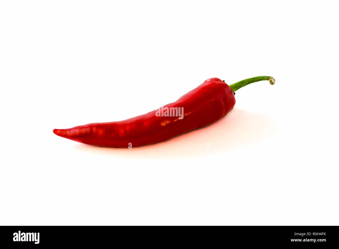 Red Hot chilly pepper sobre el fondo blanco. Especias frescas Foto de stock
