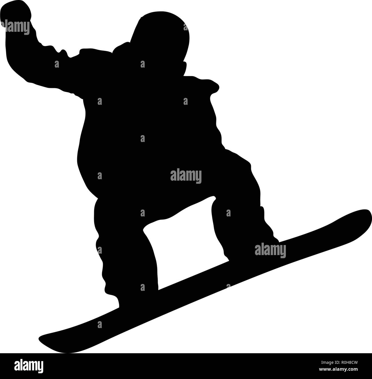 Snowboarder hombre silueta. Negro sobre blanco. Ilustración vectorial. Ilustración del Vector