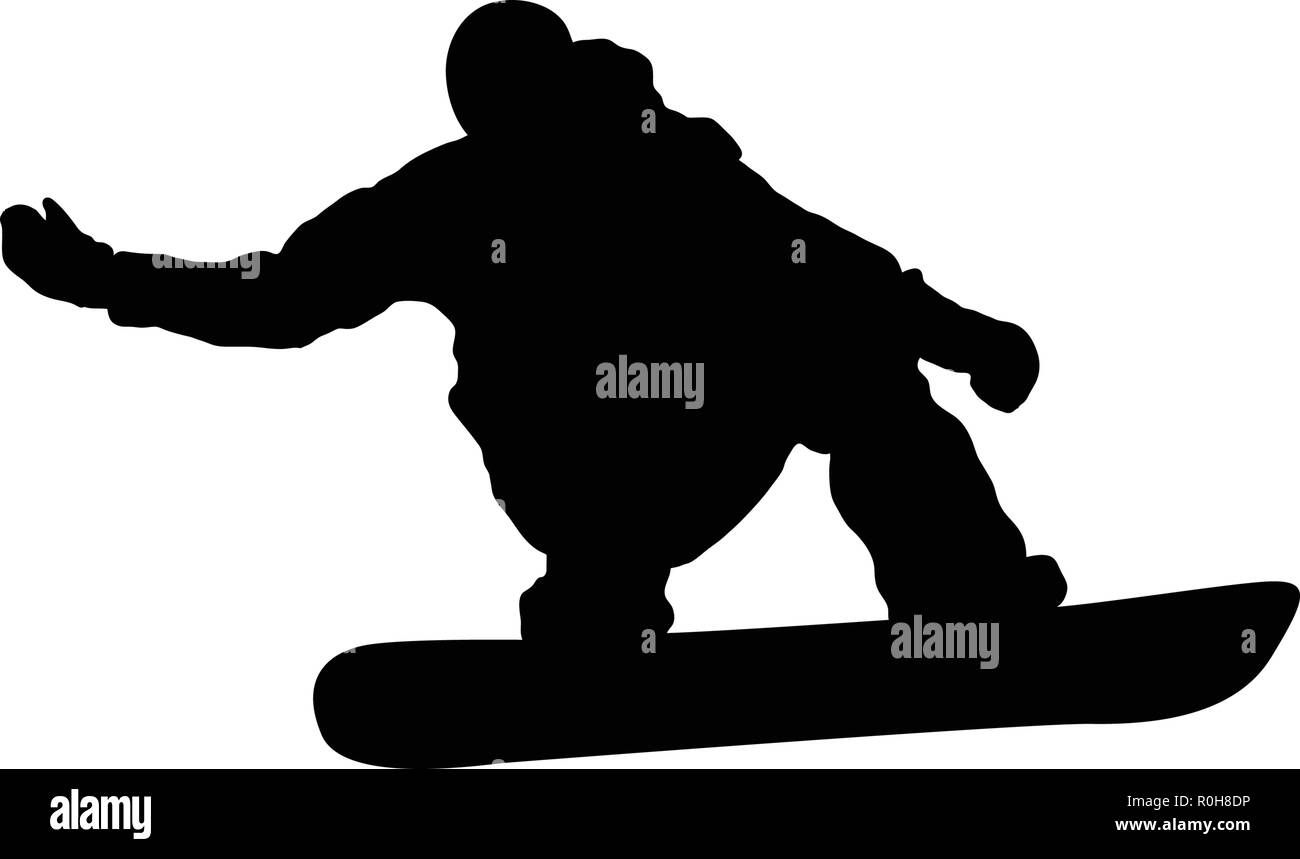 Snowboarder hombre silueta. Negro sobre blanco. Ilustración vectorial. Ilustración del Vector