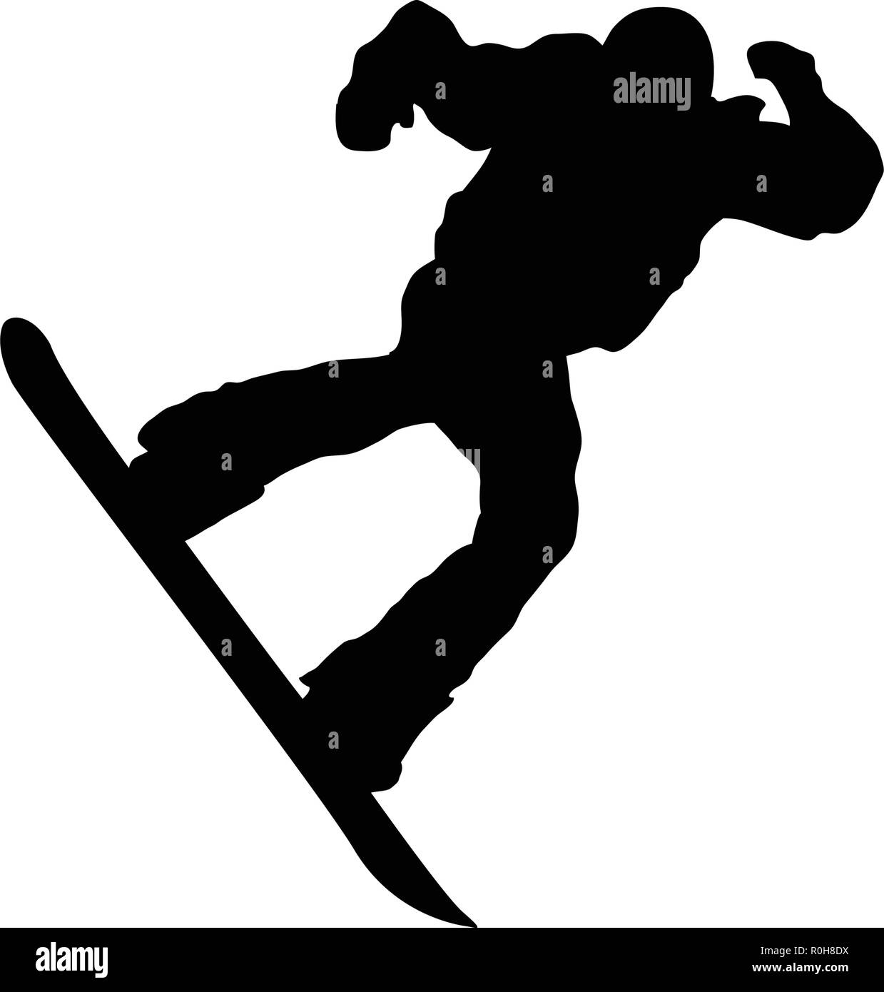 Snowboarder hombre silueta. Negro sobre blanco. Ilustración vectorial. Ilustración del Vector