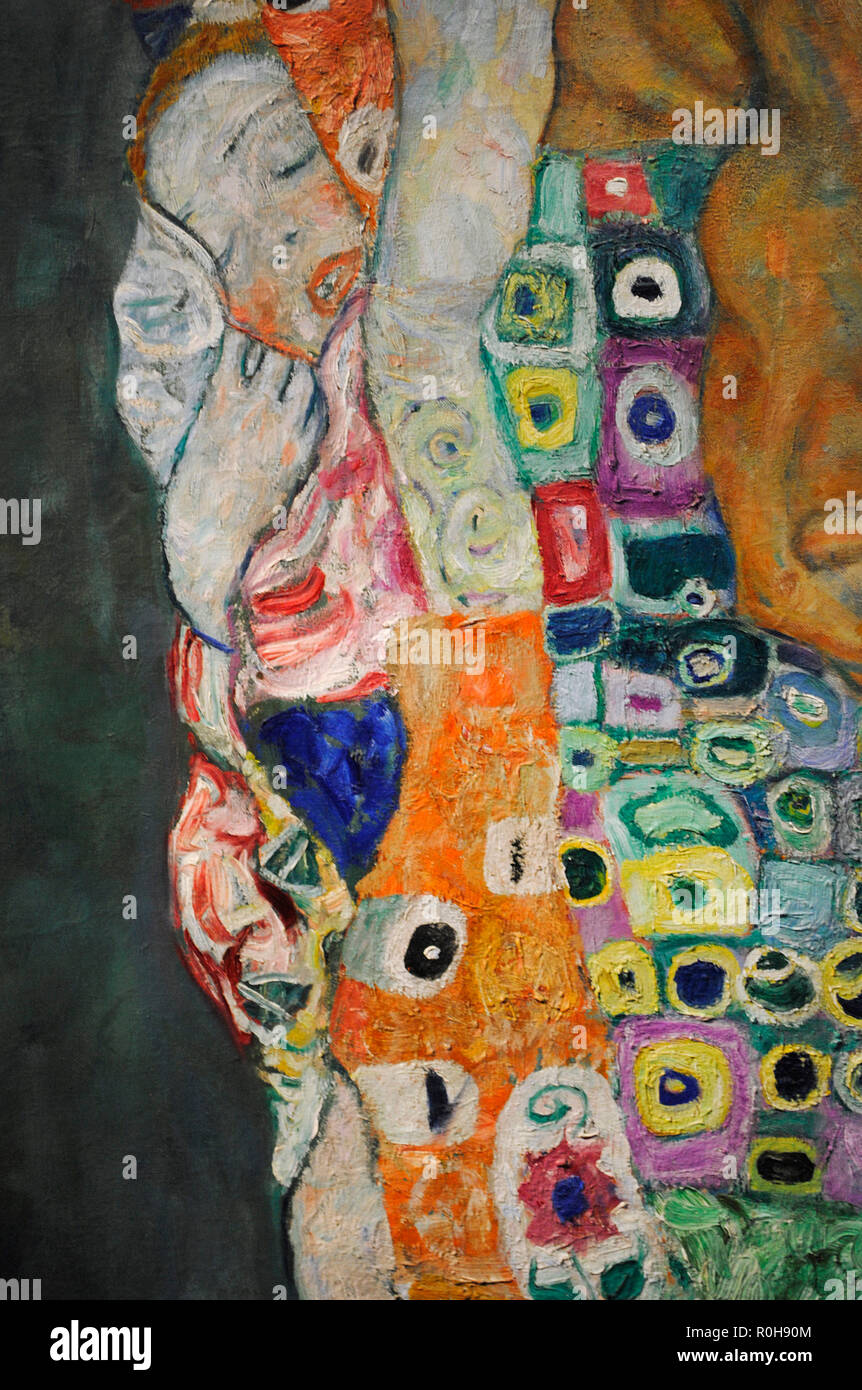 Gustav Klimt (Viena, 1862-Viena, 1918). Pintor simbolista austríaco. Miembro del Movimiento de la Secesión de Viena. Morte e Vita "Muerte y vida", 1915. Detalle. Óleo sobre lienzo. 178 cm x 198 cm. Museo Leopold. Viena. Austria. Foto de stock