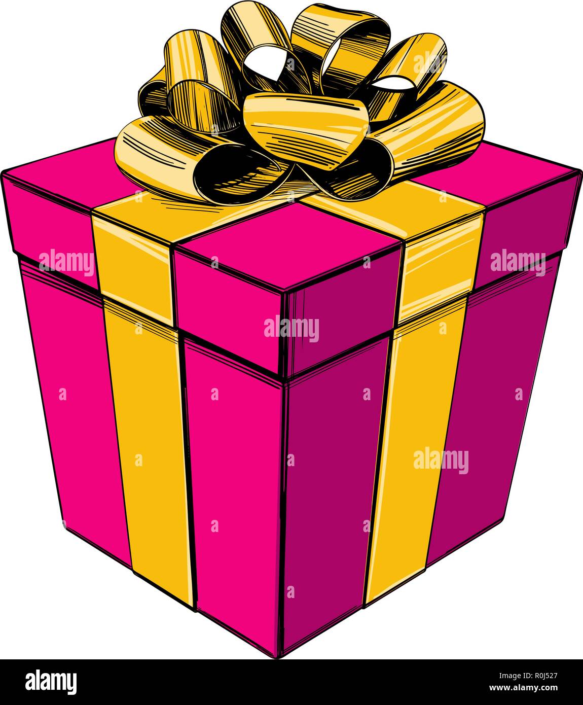 Caja de regalo de cumpleaños, vacaciones de Navidad, símbolo dibujado a  mano ilustración vectorial dibujo realista Imagen Vector de stock - Alamy