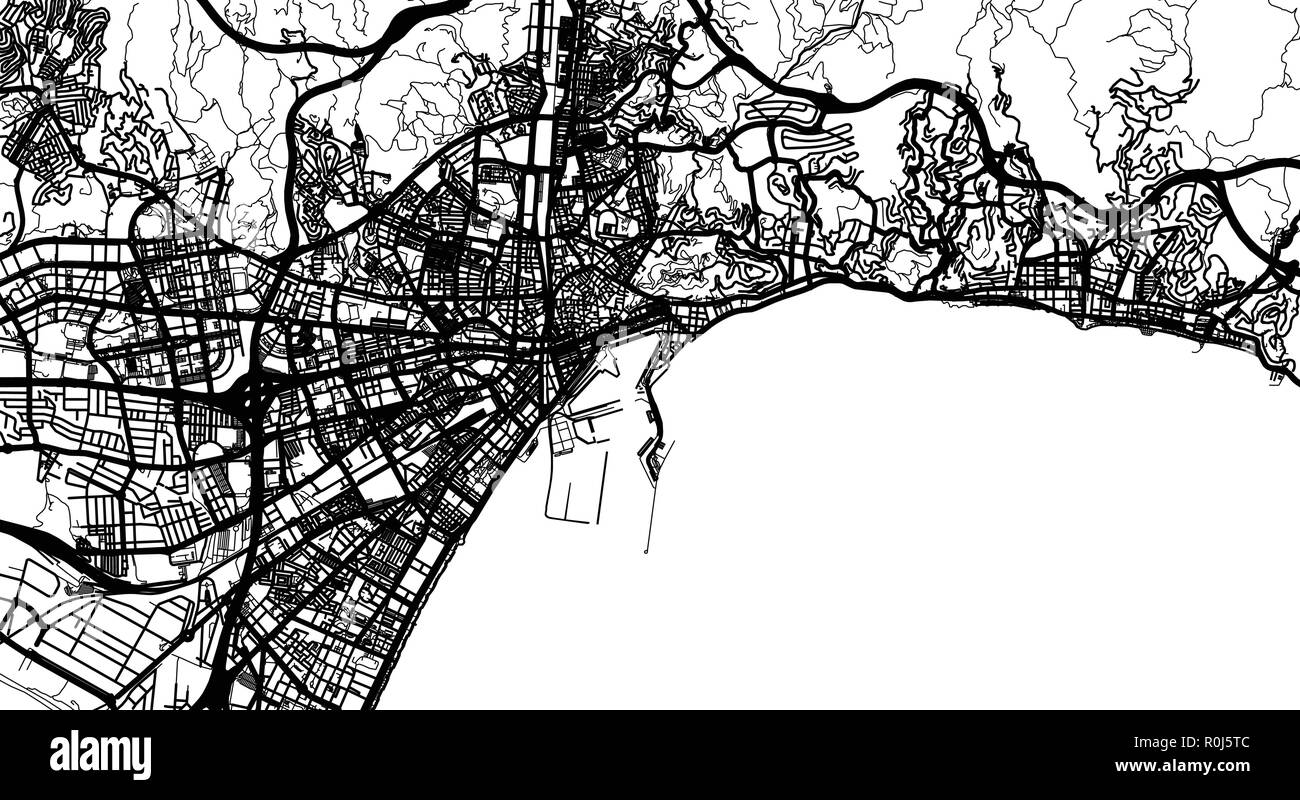 Vector urbano mapa de la ciudad de Málaga, España Ilustración del Vector