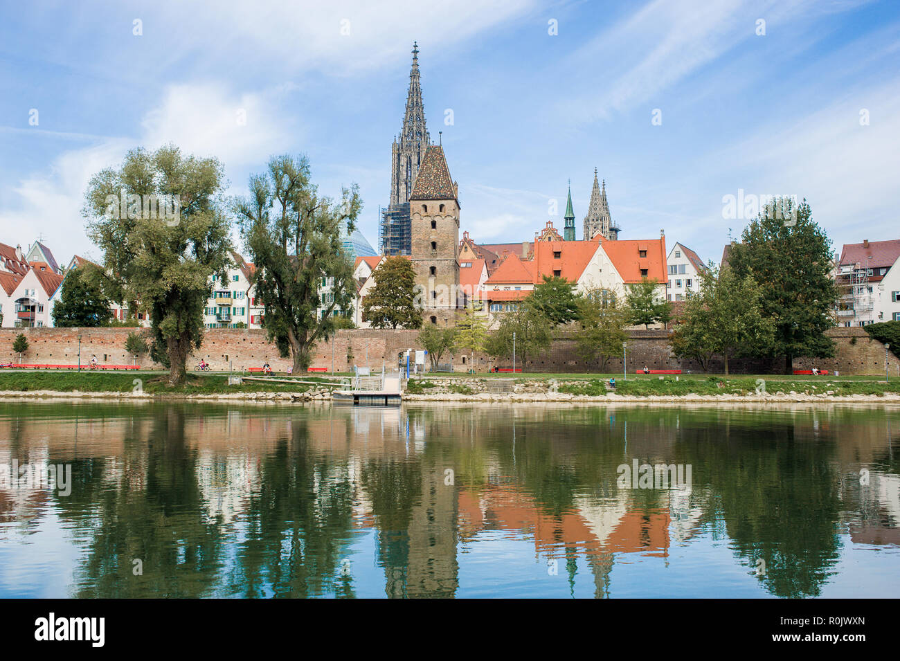 Vista panorámica del centro de la ciudad de Ulm, Alemania Foto de stock