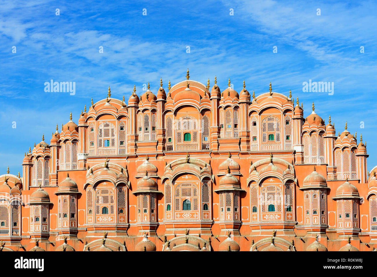 Fachada, Hawa Mahal, Palacio de los vientos, Jaipur, Rajasthan, India Foto de stock