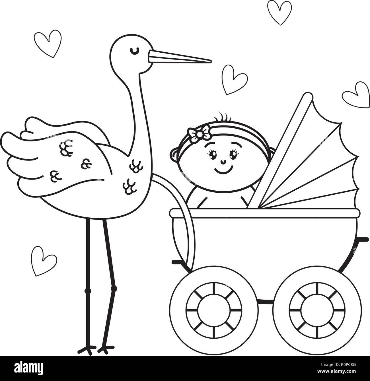 Carro Del Bebe Recien Nacido En Blanco Y Negro Imagen Vector De Stock Alamy