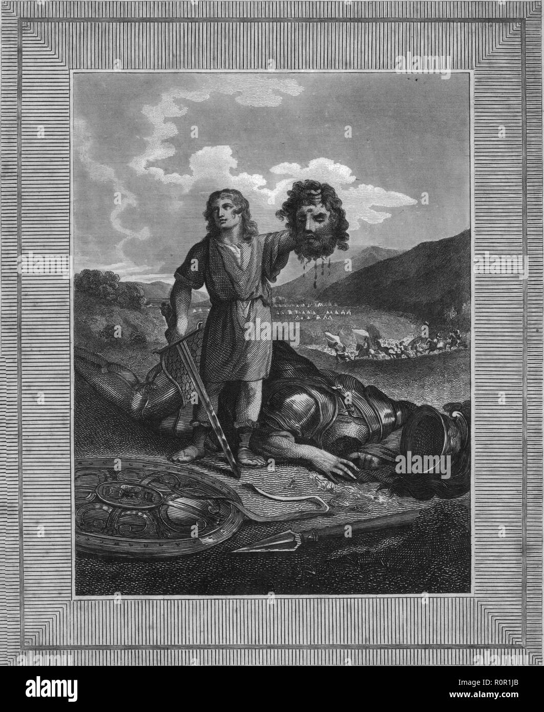 La victoria de David sobre Goliat, (principios del siglo XIX). Creador:  Warren Fotografía de stock - Alamy