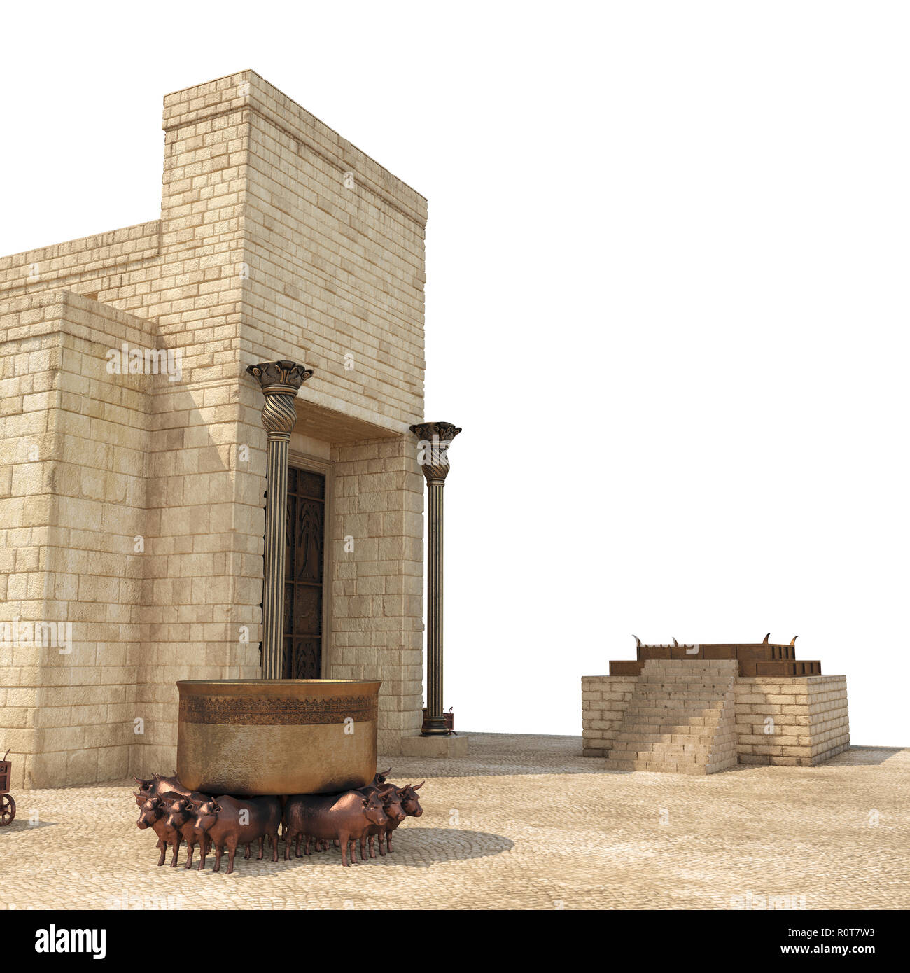 El Templo del Rey Salomón con gran cuenca llamada mar de bronce y el altar  de bronce que estaba en blanco. Ilustración 3D Fotografía de stock - Alamy