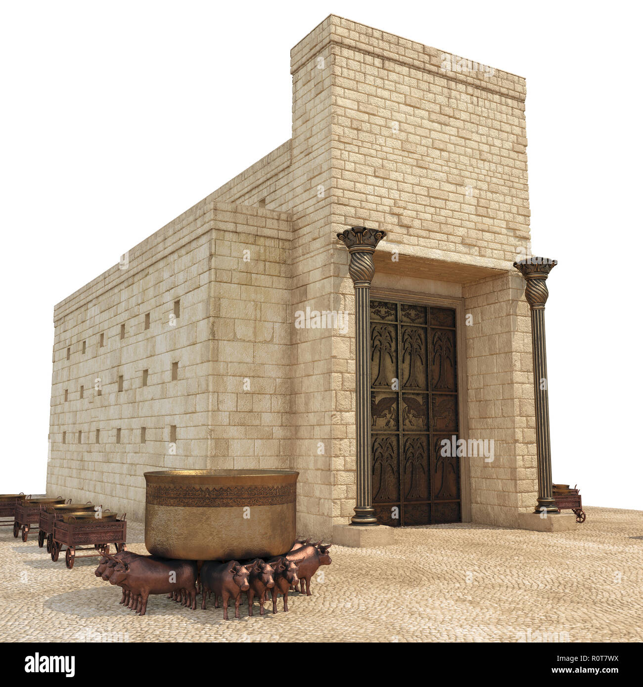 El Templo del Rey Salomón con gran cuenca llamada mar de bronce y el altar  de bronce que estaba en blanco. Ilustración 3D Fotografía de stock - Alamy