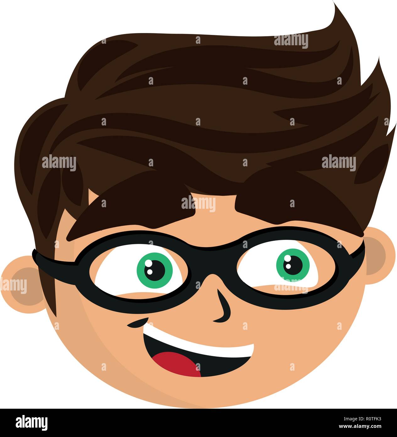 Niño con gafas cara Imagen Vector de stock - Alamy