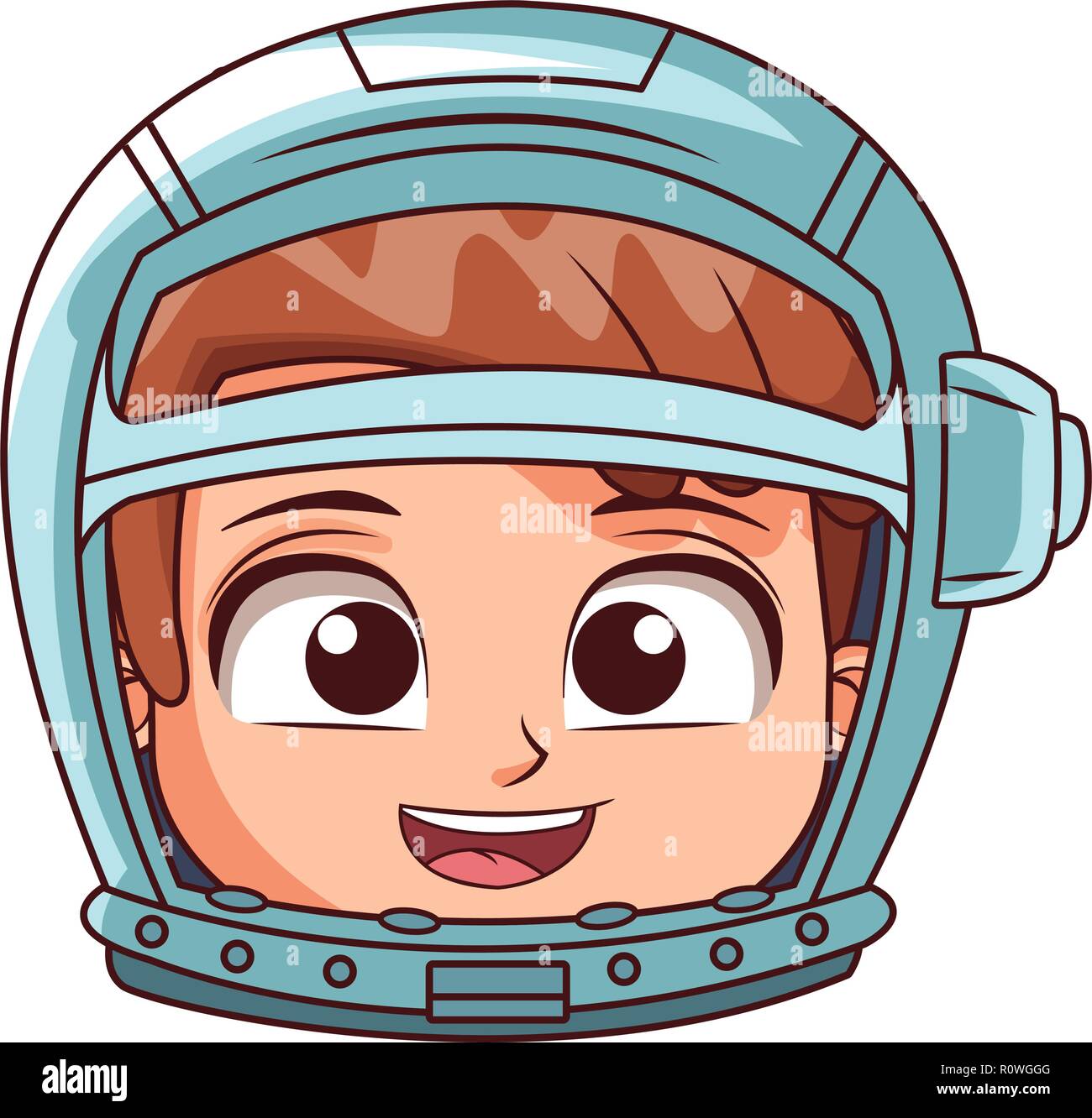 caricatura, niño, astronauta, tenencia, casco 7270784 Vector en Vecteezy