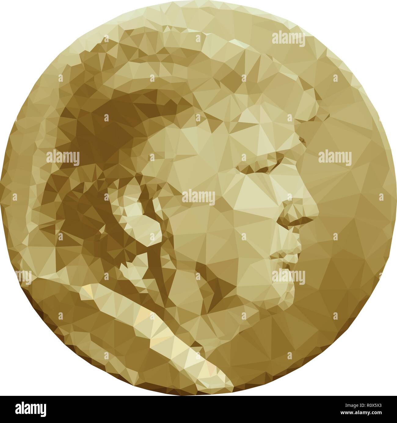 Donald Trump medalla o moneda en estilo poligonal, ilustración vectorial, versión oro Ilustración del Vector