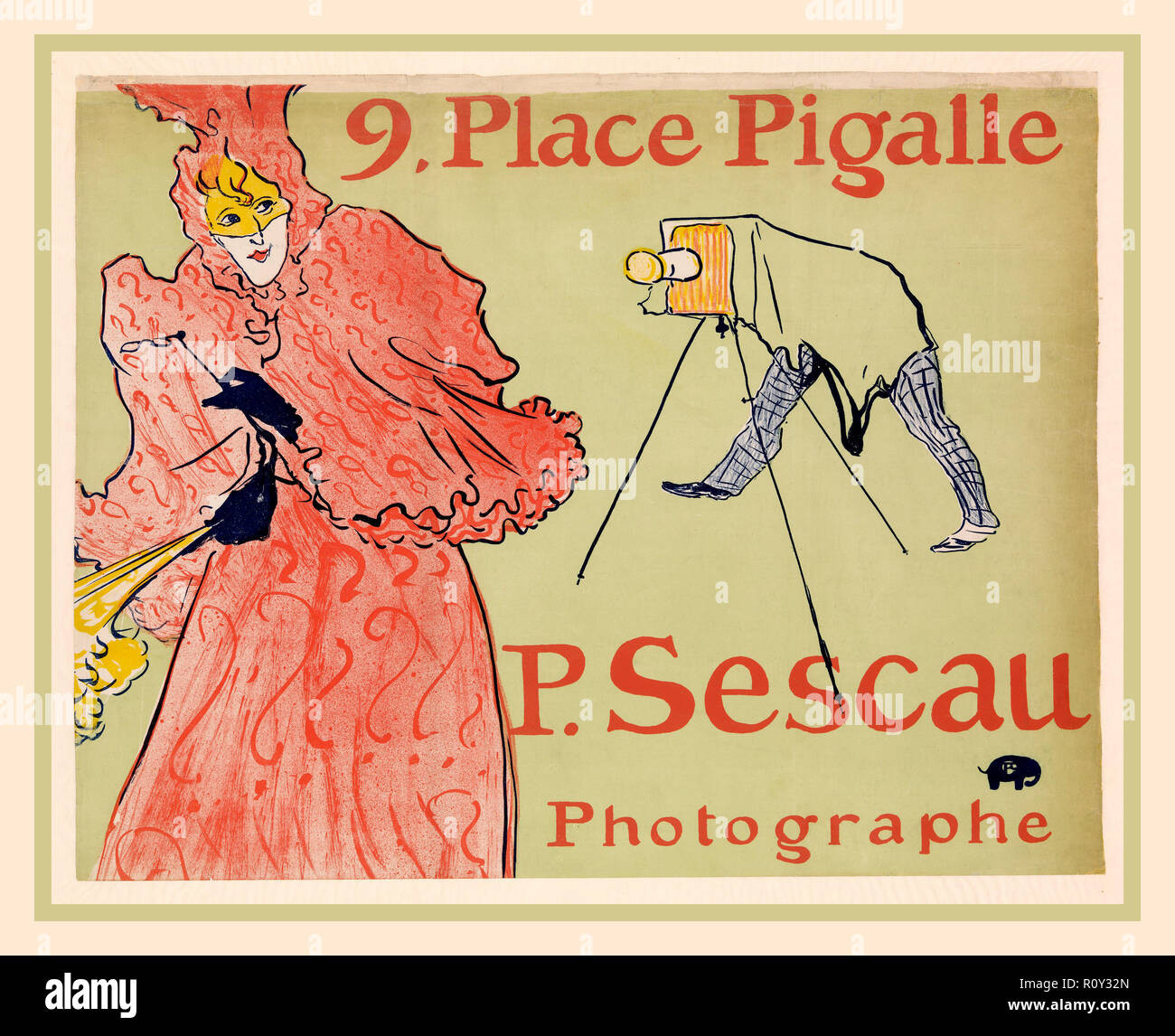 Ilustración 'Toulouse Lautrec el fotógrafo Sescau'. (Le Photographe Sescau) por Henri de Toulouse-Lautrec francés Albi 1864-1901 Saint-André-du-Bois 1894 Foto de stock