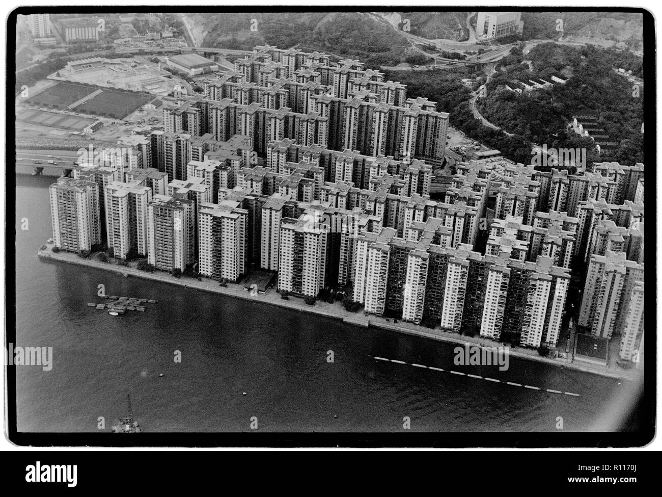 Hong Kong 1989. Las capturas realizadas en 2018 aterrizó en el aeropuerto de Kai Tak en 1989 Foto de stock