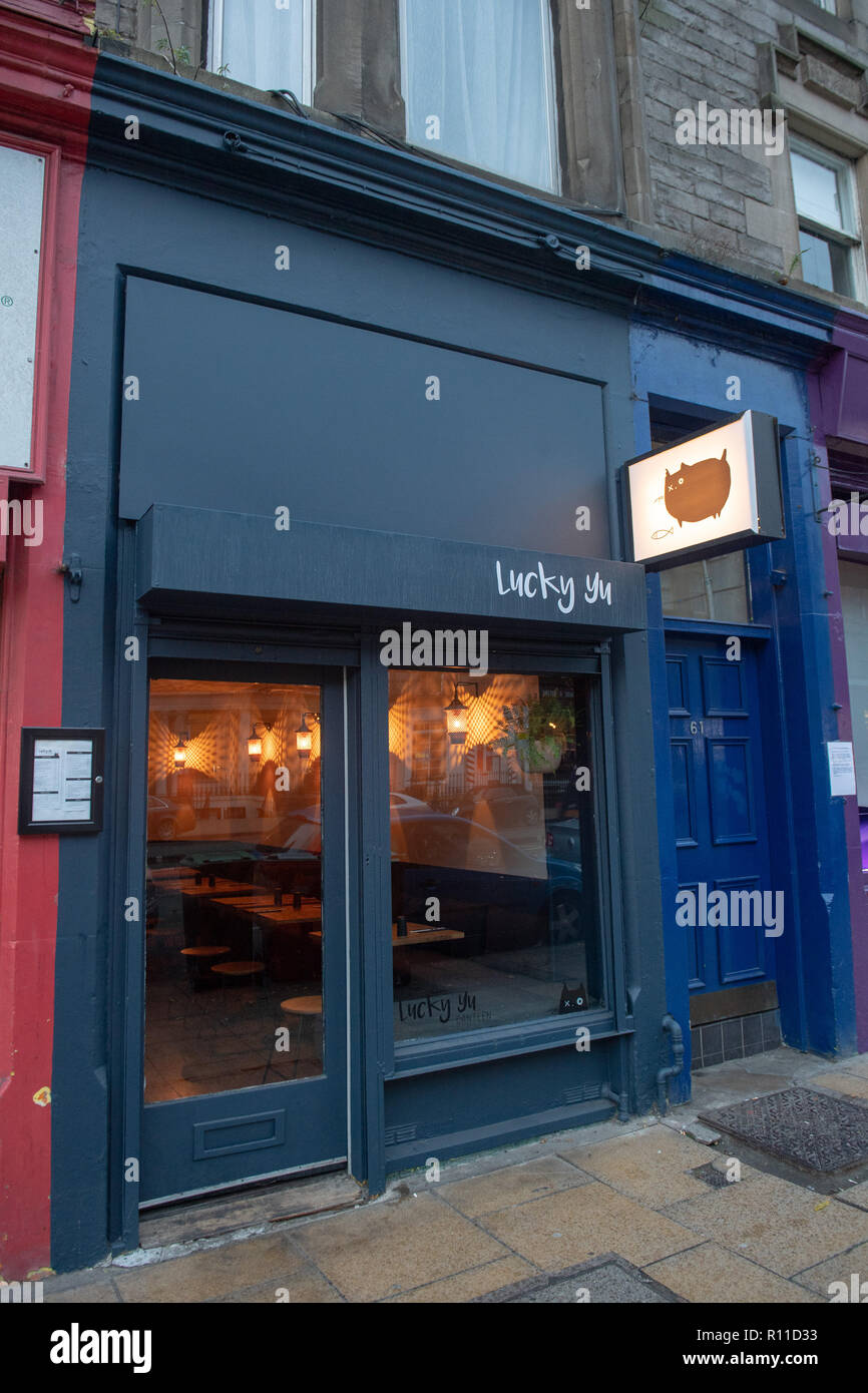 Lucky Yu, Leith Walk, Restaurante Foto de stock
