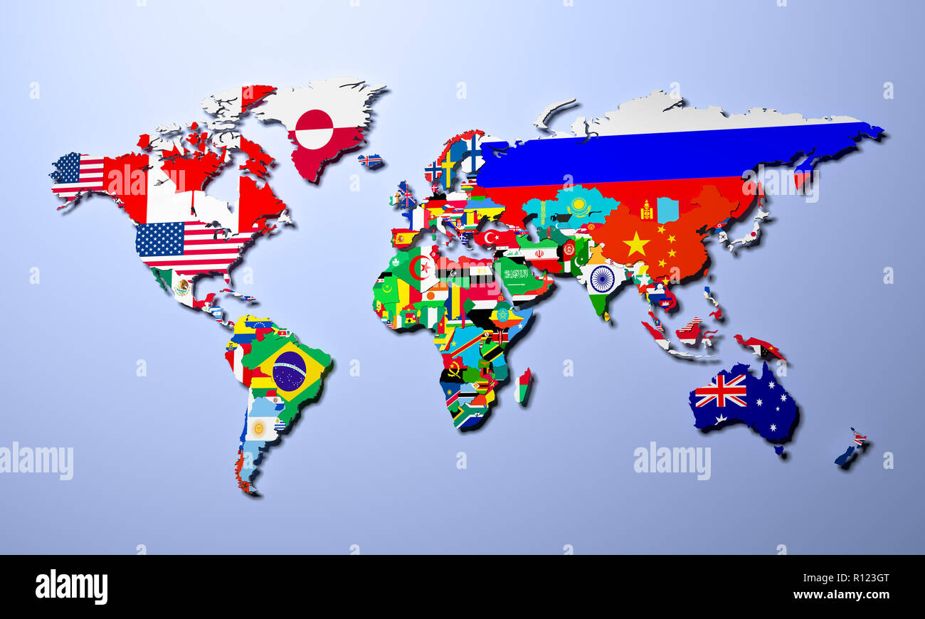 El mapa del mundo con todos los Estados y sus banderas 3D Render Fotografía de stock Alamy El mapa del mundo con todos los Estados y sus banderas 3D Render Fotografía de stock Alamy