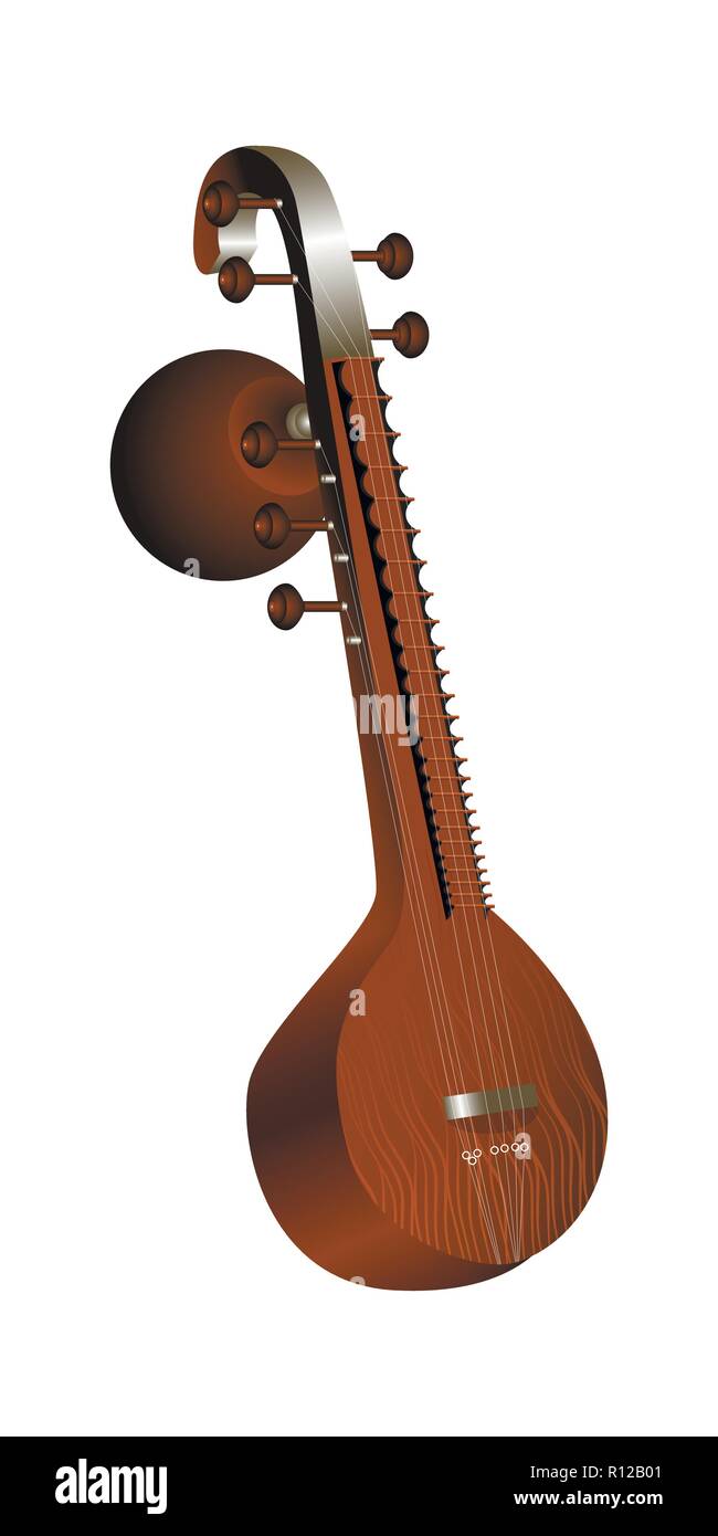 Veena. Instrumentos musicales de cuerda india desplumados. Ilustración  vectorial Imagen Vector de stock - Alamy