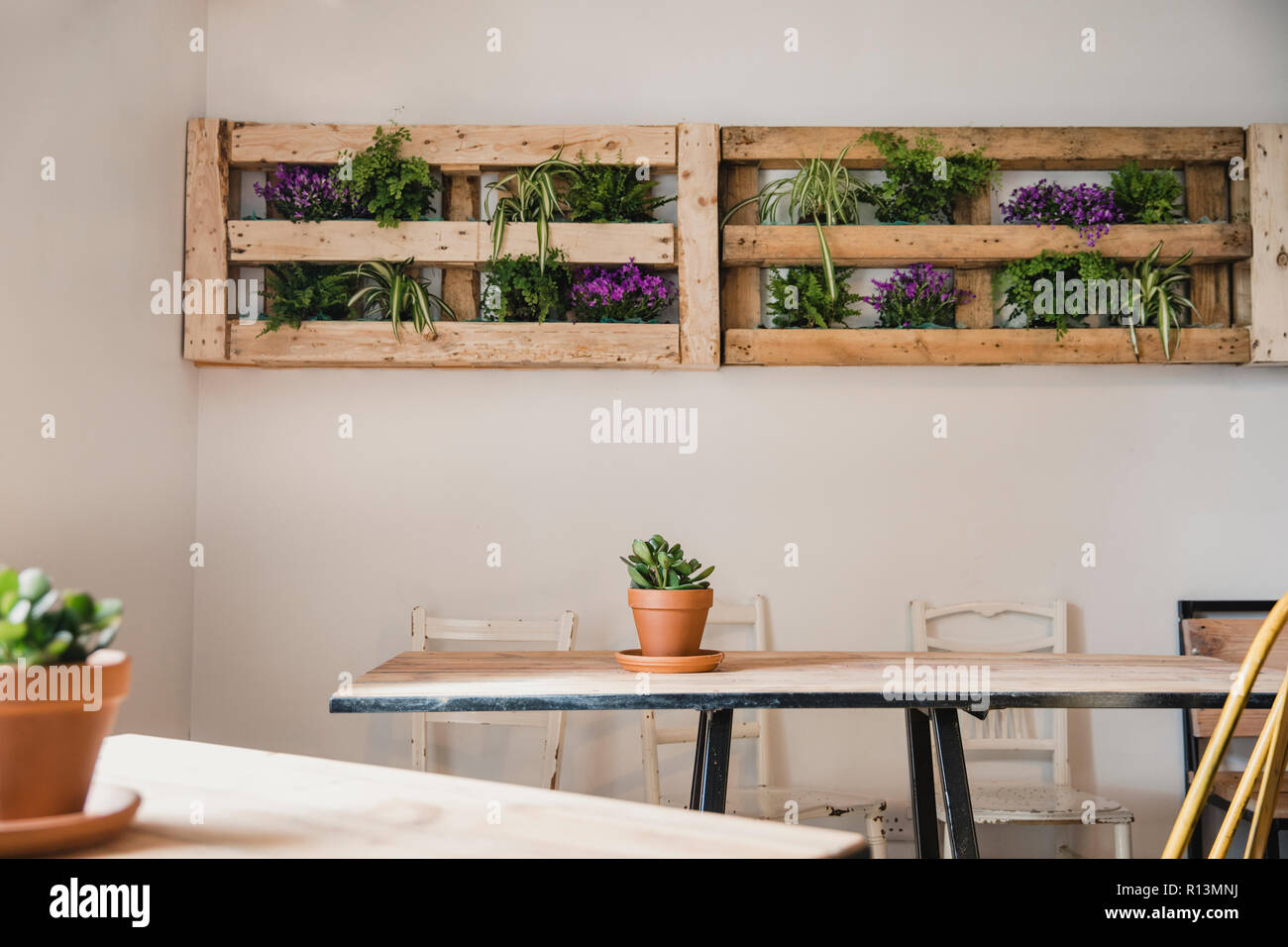 Foto de un vacío interior de estilo hispster coffee shops, zona de asientos. Foto de stock