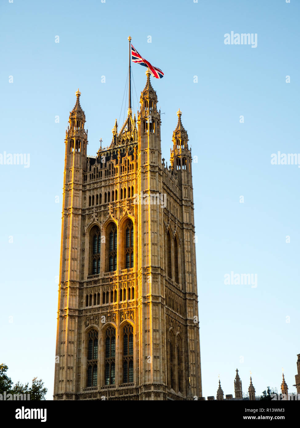 Torre de Victoria, el Palacio de Westminster, Casas del Parlamento, en Westminster, Londres, Inglaterra, Reino Unido, GB. Foto de stock