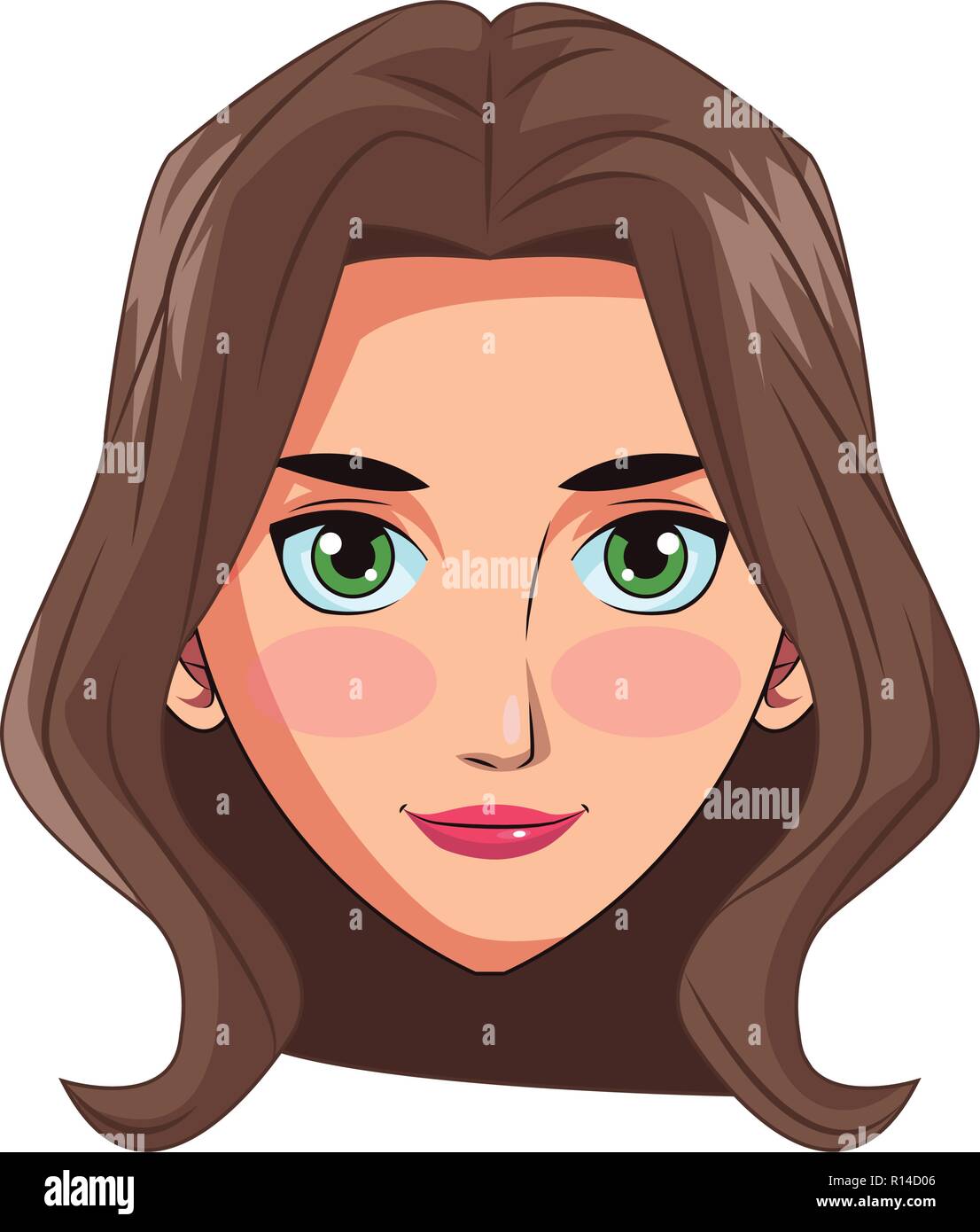 Mujer joven rostro cartoon Imagen Vector de stock - Alamy