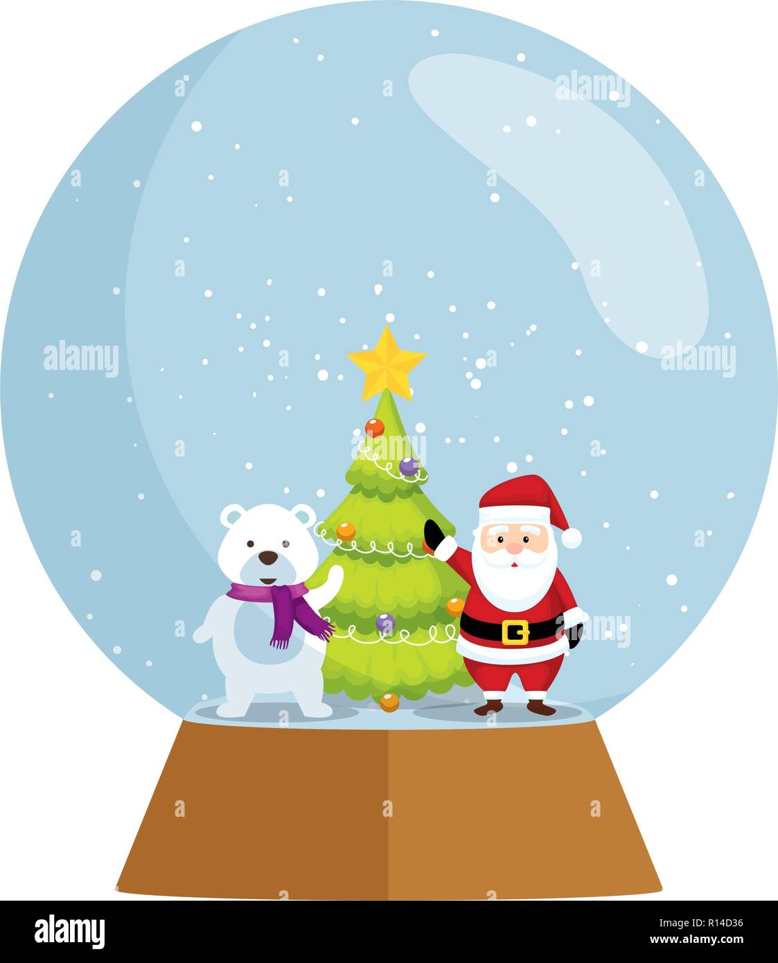 Árbol de navidad con santa claus en la esfera de nieve diseño ilustración  vectorial Imagen Vector de stock - Alamy