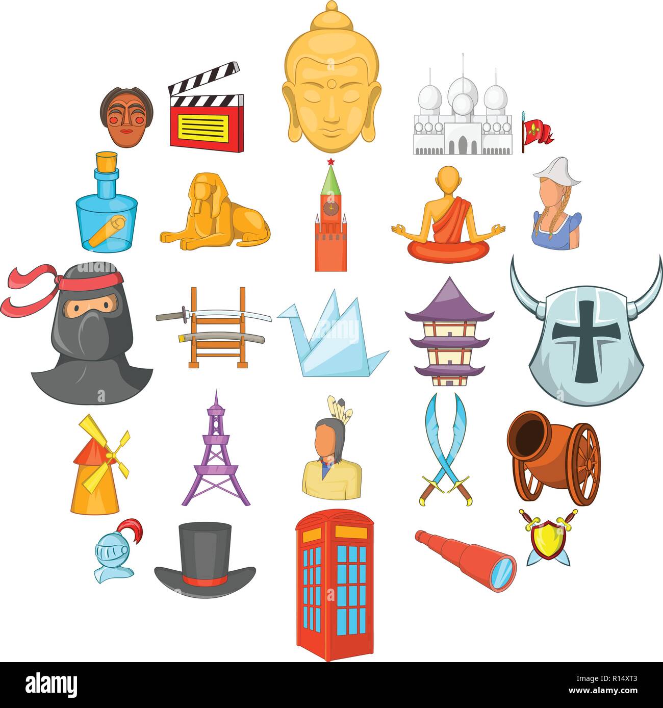 Iconos de la historia, el estilo de dibujos animados Imagen Vector de stock  - Alamy