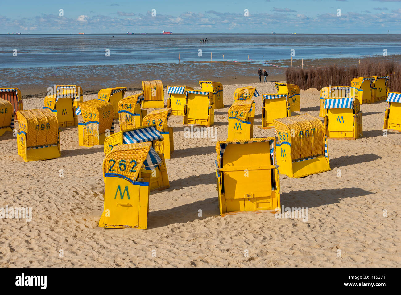 Sillas de playa, Duhnen, Cuxhaven, Baja Sajonia, Alemania Foto de stock