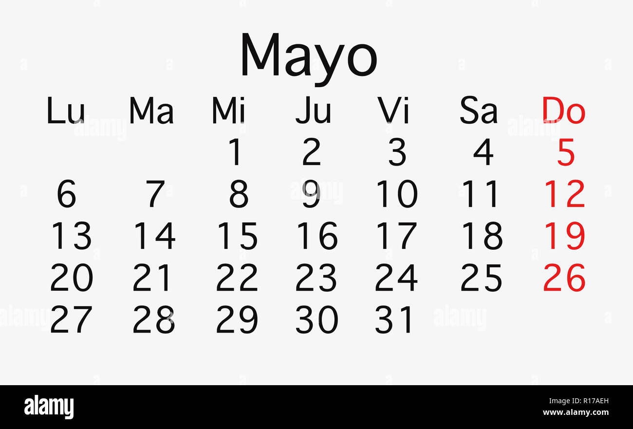 Mayo 2019 página de calendario fotografías e imágenes de alta resolución -  Alamy