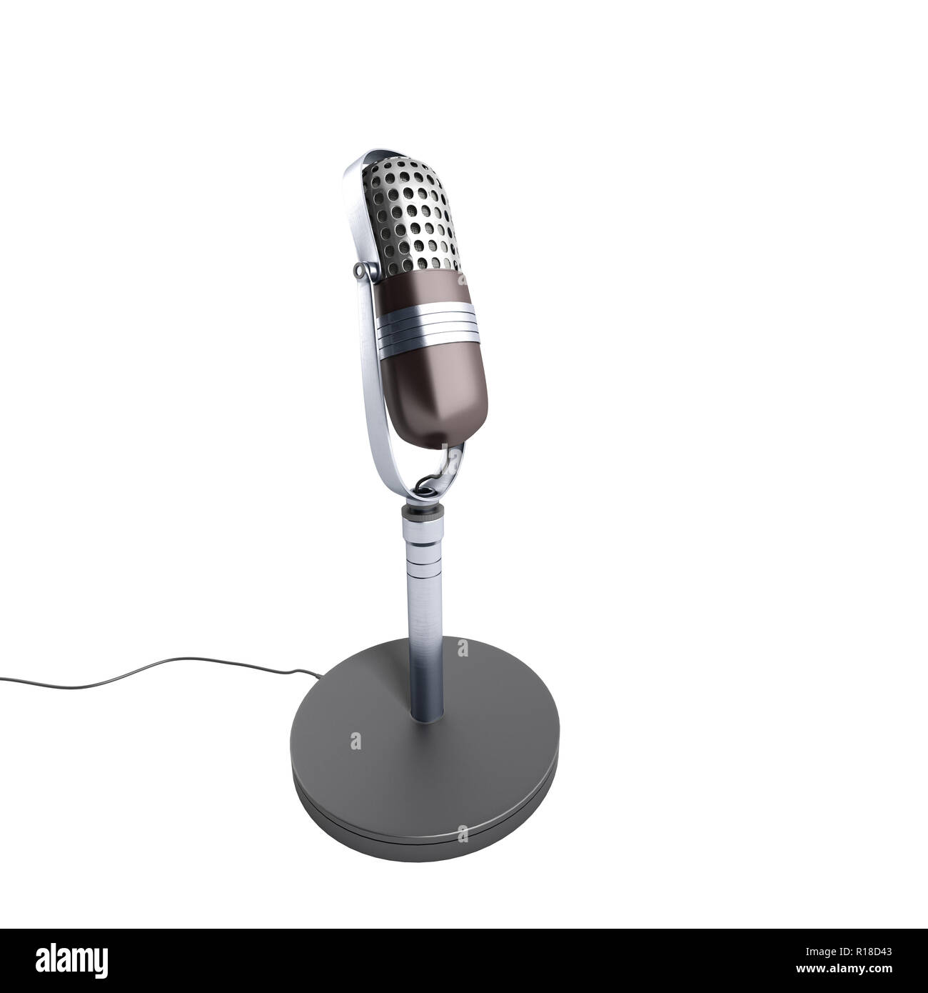 Micrófono de plata Vintage aislado sobre fondo blanco 3D Render sin sombra  Fotografía de stock - Alamy