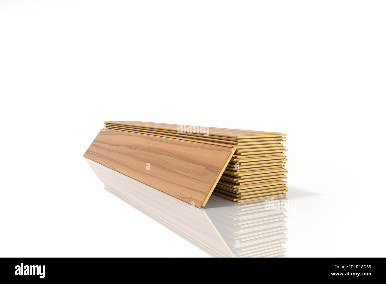 Conjunto de tablones de madera de construcción laminada aislado sobre