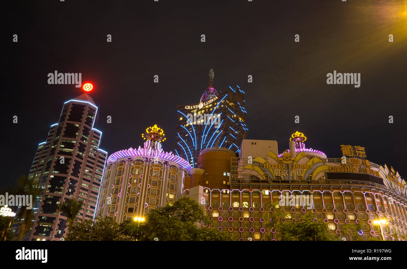 Macao-22 Nov 2017 : Macao es una ciudad del casino, de la grandeza y la construcción era moderna de diseño estético, le invita a sumergirse en la fascinación de fusión y ex Foto de stock